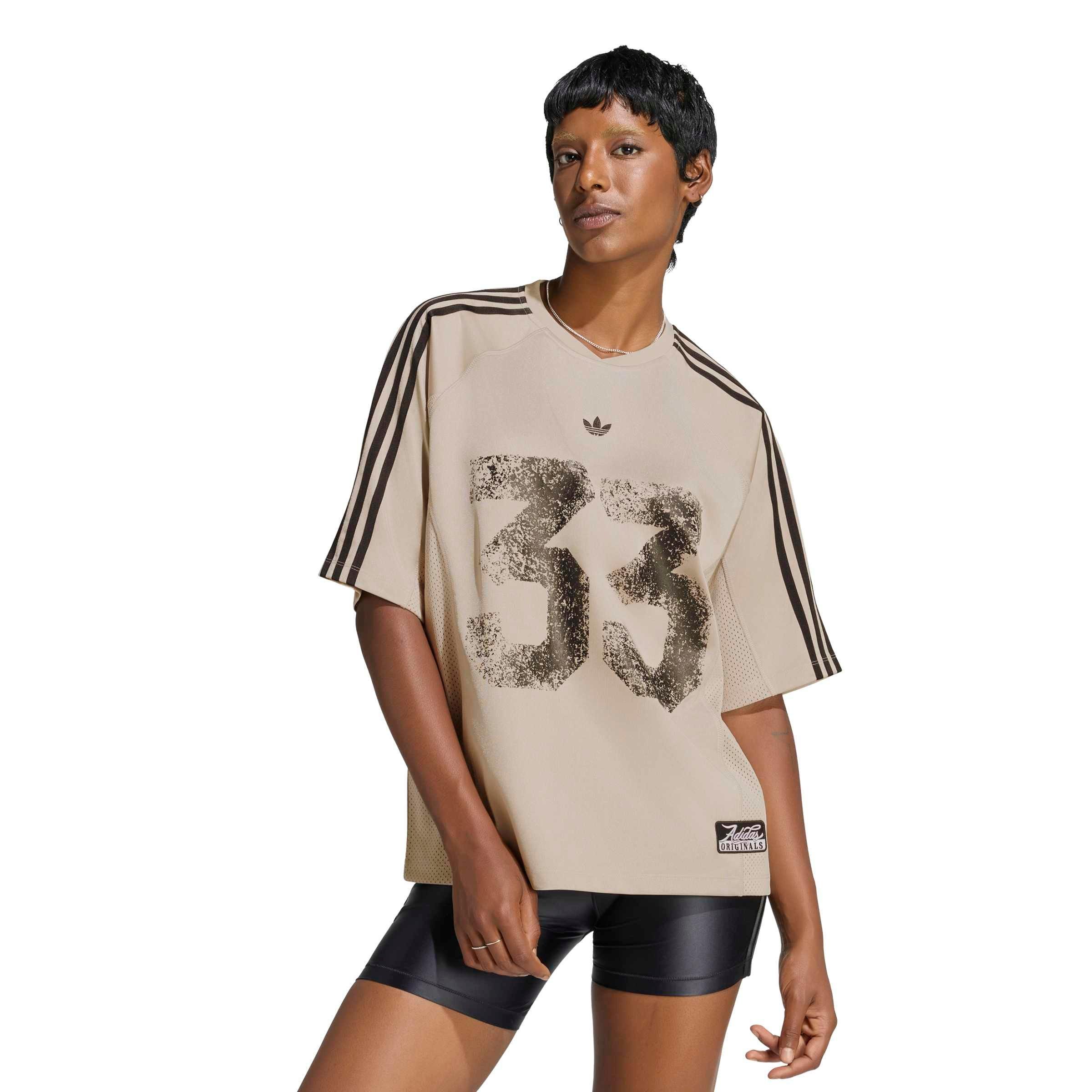 adidas Originals Women's Injection Short Sleeve Jersey Top - Beige - BEIGE